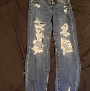 American Eagle distressed skinny jeans.